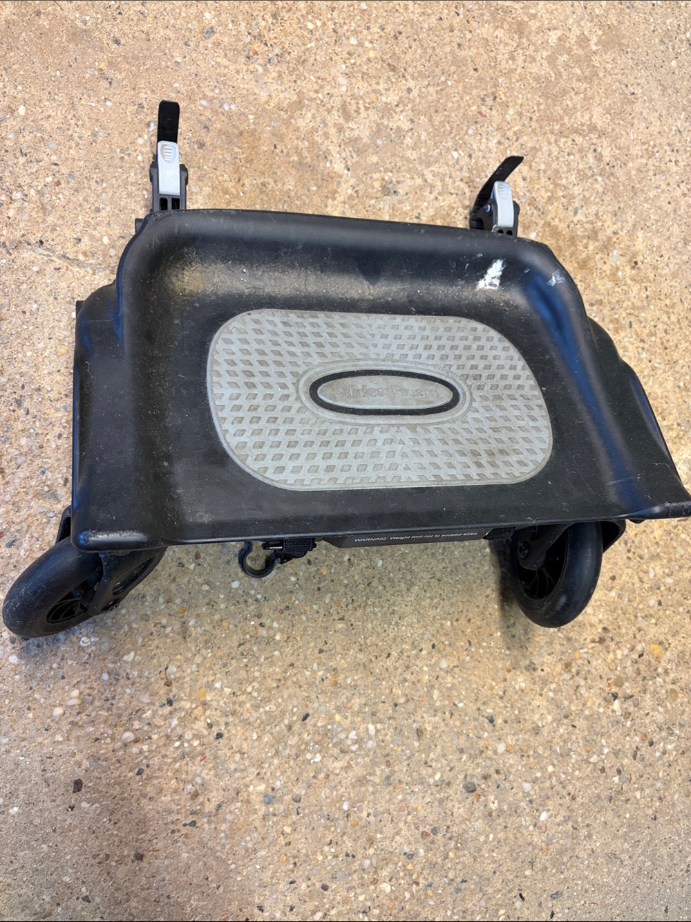 Stroller Ride-On Board in Black with Gray Footpad. Glider board